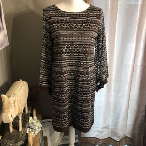 Fully lined, bell sleeve dress